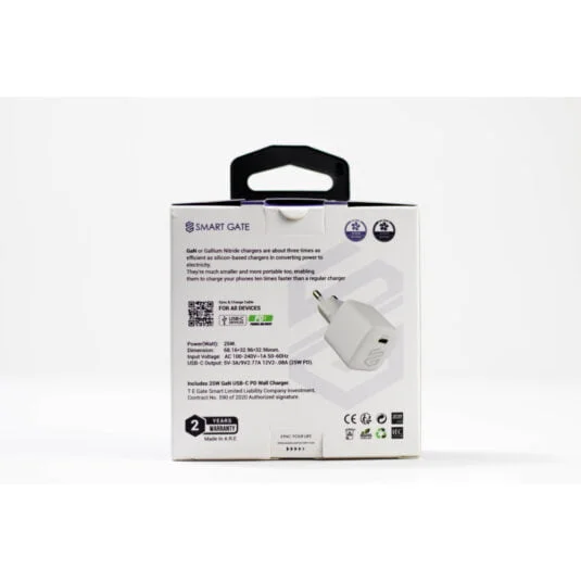 Smart Gate Wall Charger Wall Charge 25W 1 Port USB-C PD White - Image 2
