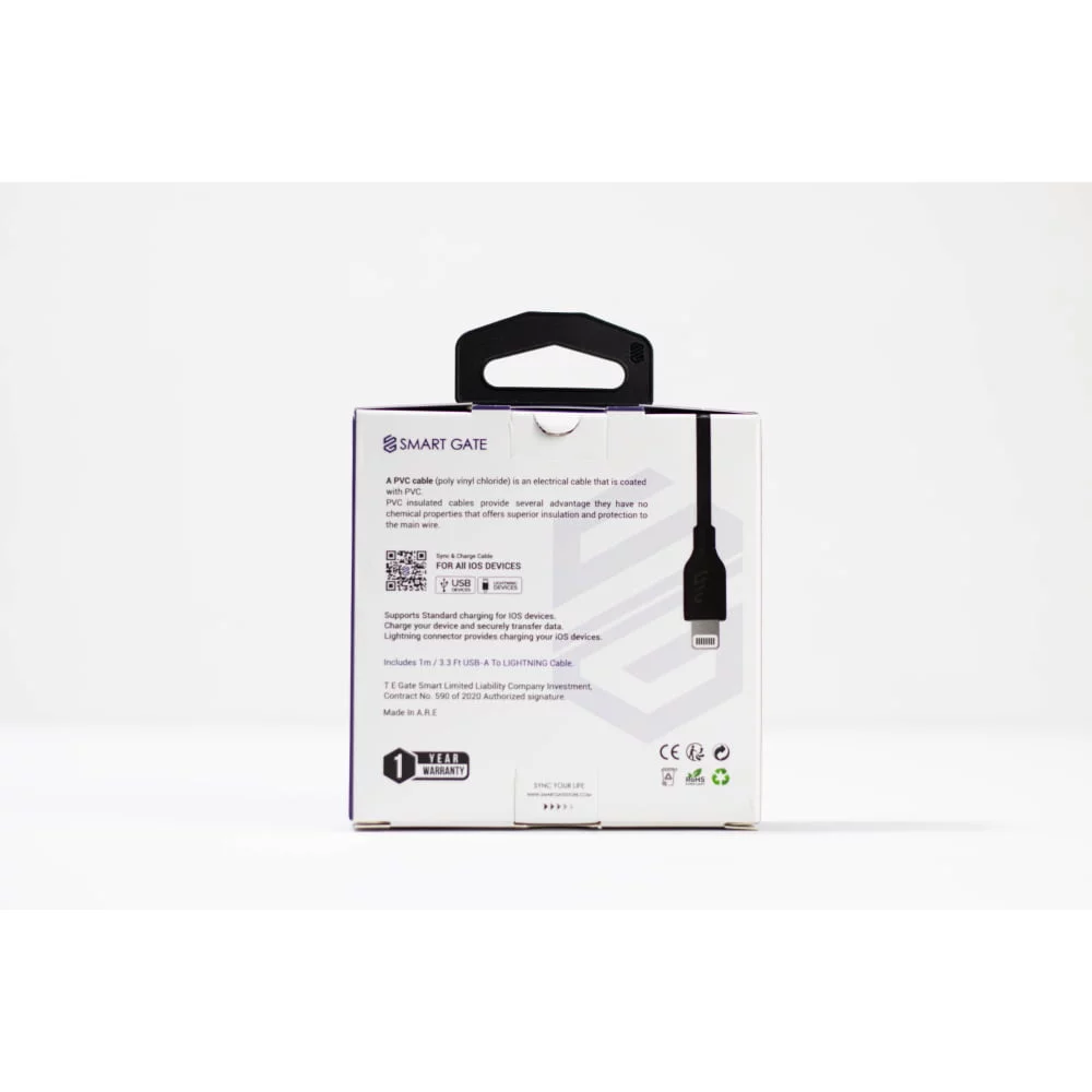 Smart Gate Cable PVC USB-A to Lightning 1m Black - Image 4