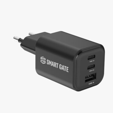 Smart Gate SGCH-65CCAGaNSEB Wall Charger 65W 3 Port 2USB-C USB-A PD Black