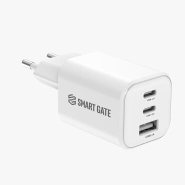 Smart Gate SGCH-65CCAGaNSEB Wall Charger 65W 3 Port 2USB-C USB-A PD White